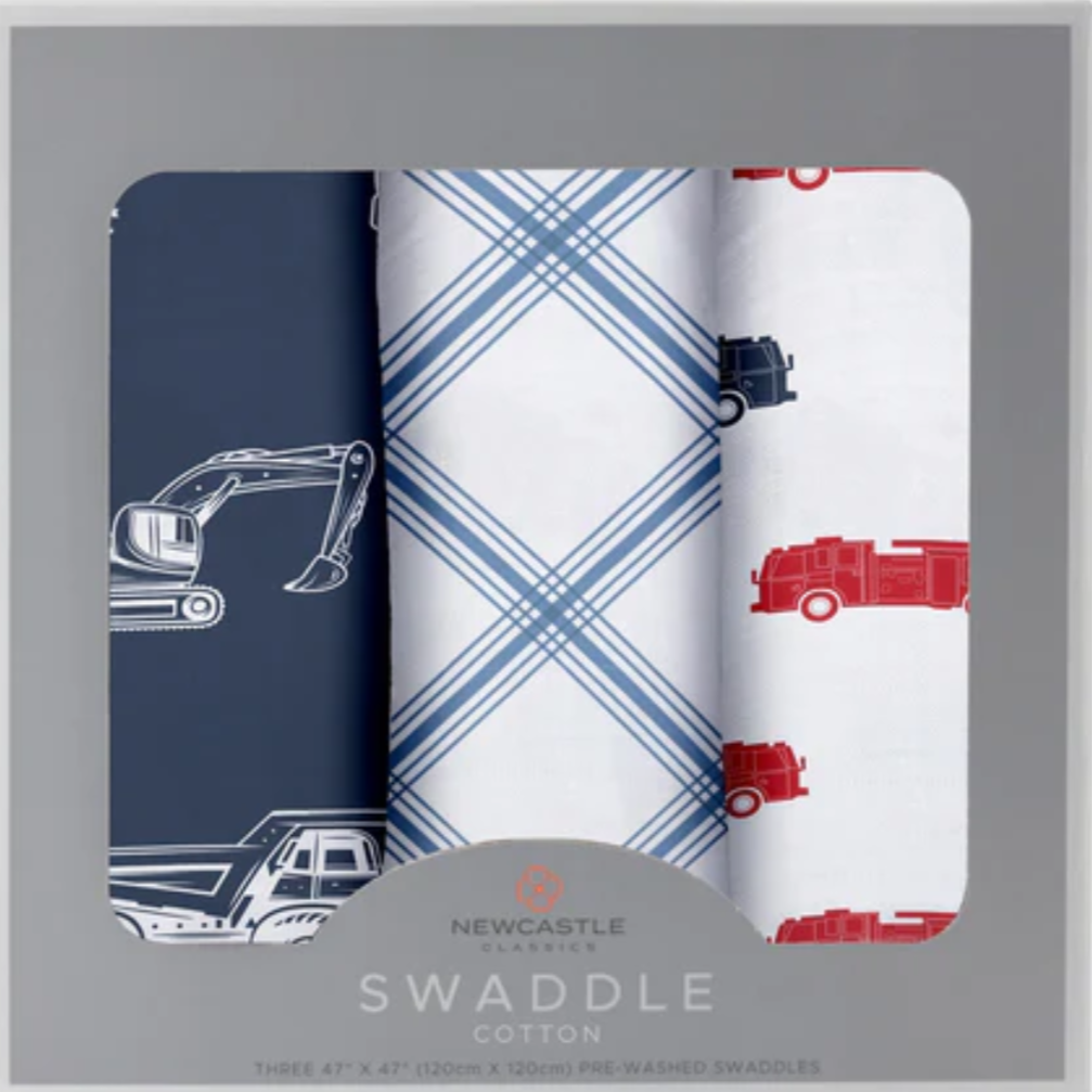 Newcastle Classics Cotton Swaddle Set of 3 (Things that Go)