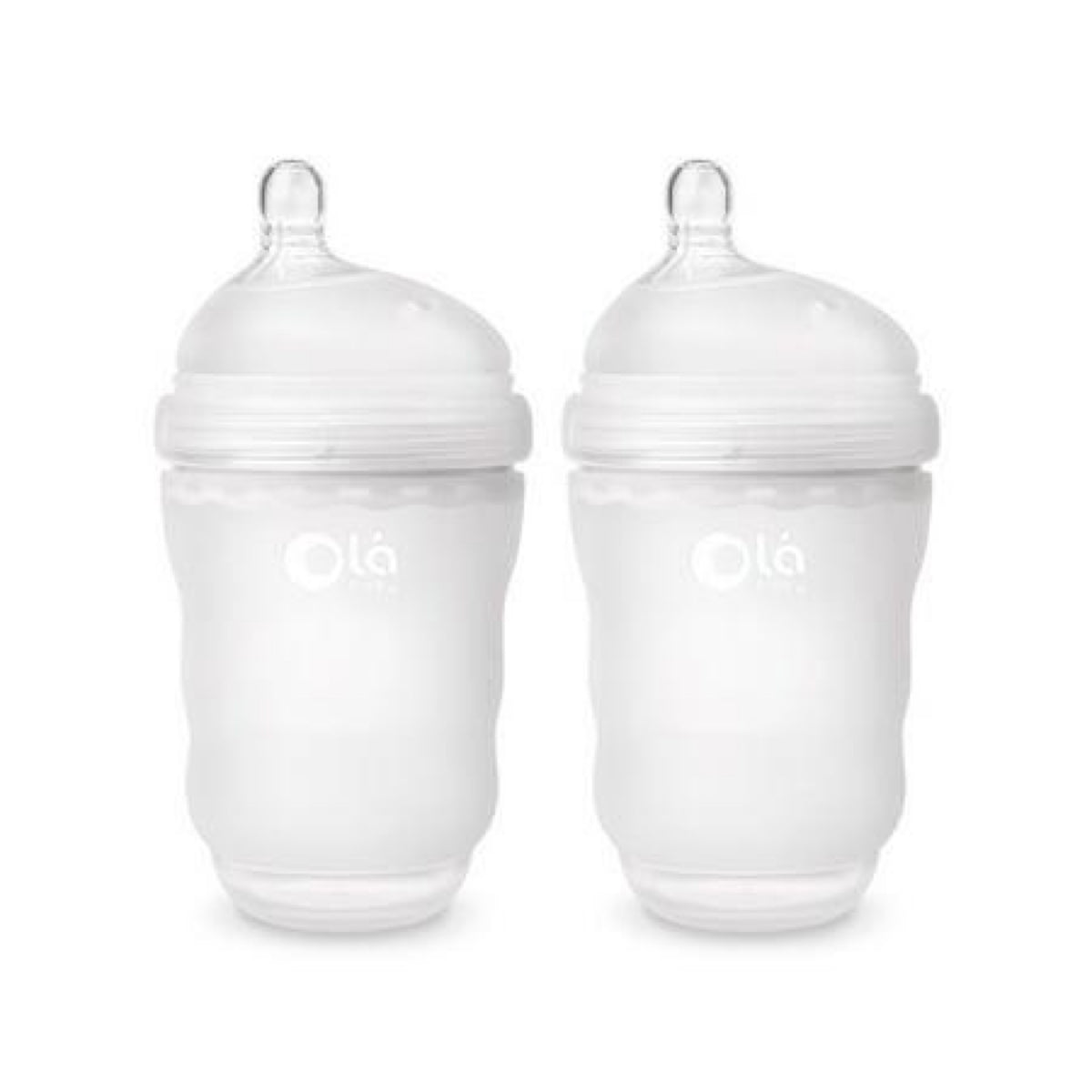 Olababy Gentle Silicone Baby Bottles 2 Piece Set in Frost (8oz )