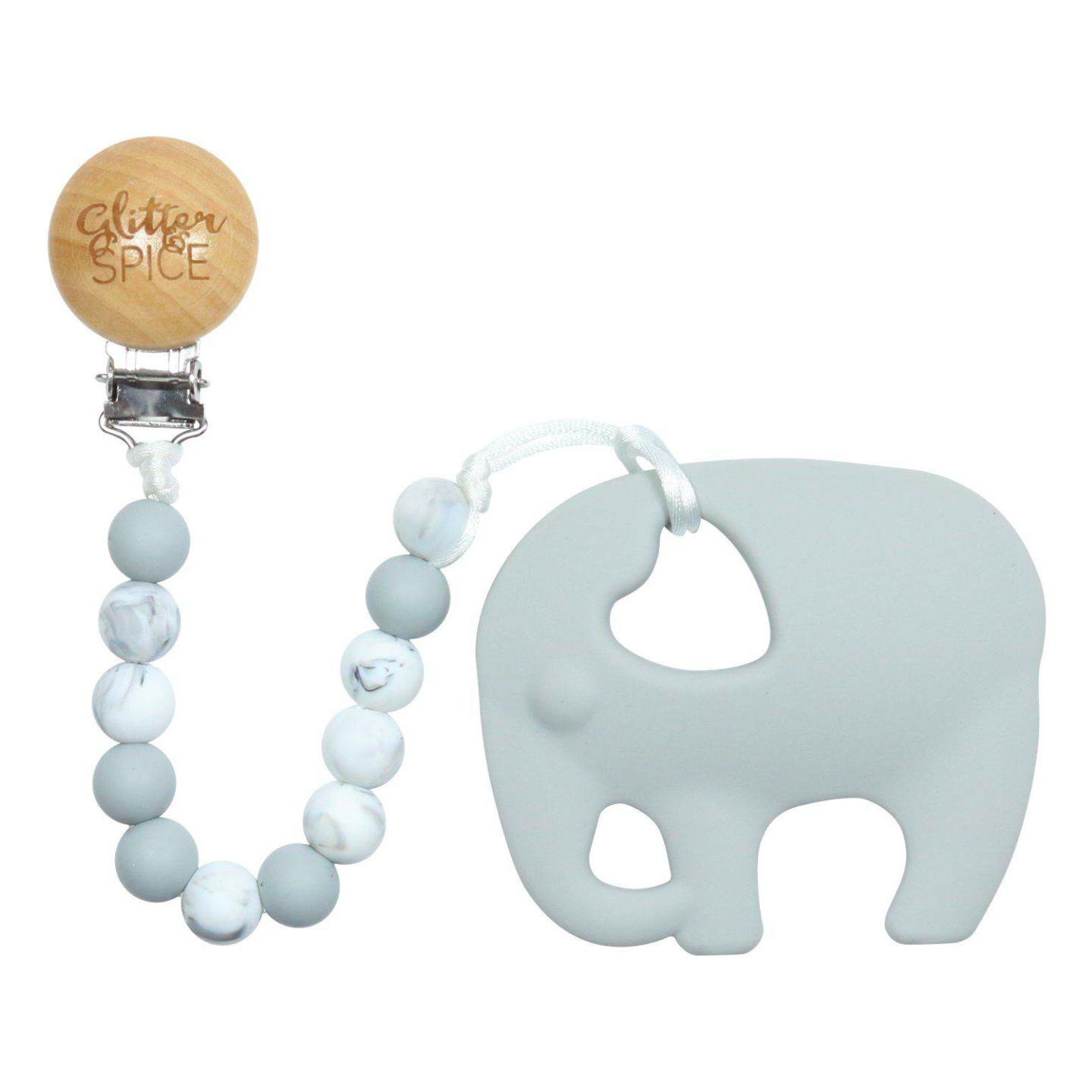 Glitter & Spice Silicone Teether Clip (Elephant)