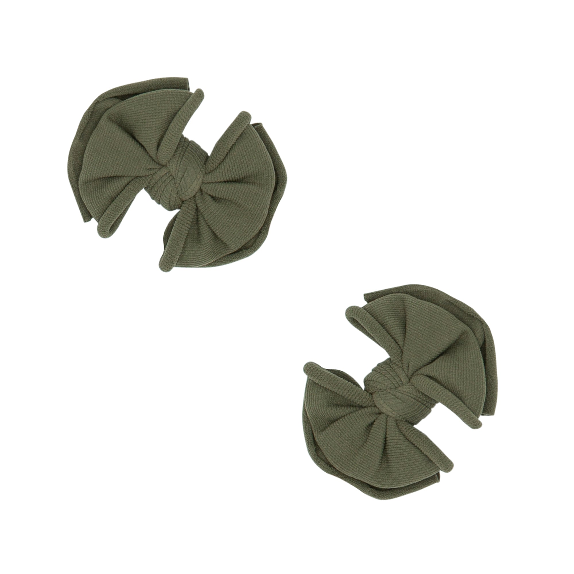 Baby Bling Bows- 2PK Fab Clips in Army Green