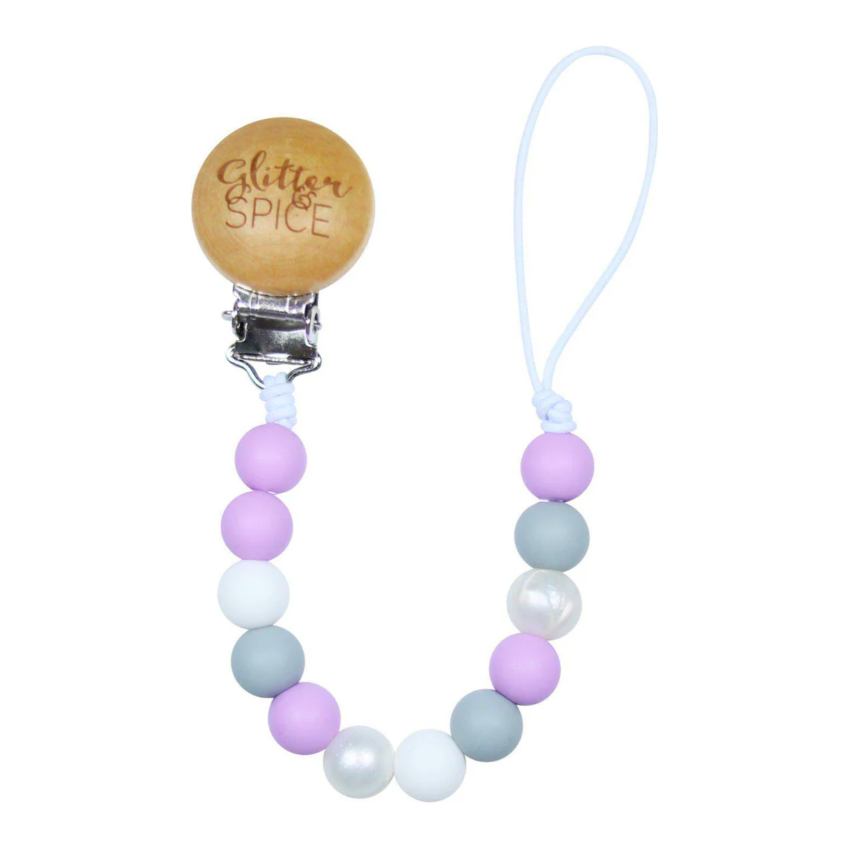Glitter & Spice Silicone Pacifier Clip (Violet)