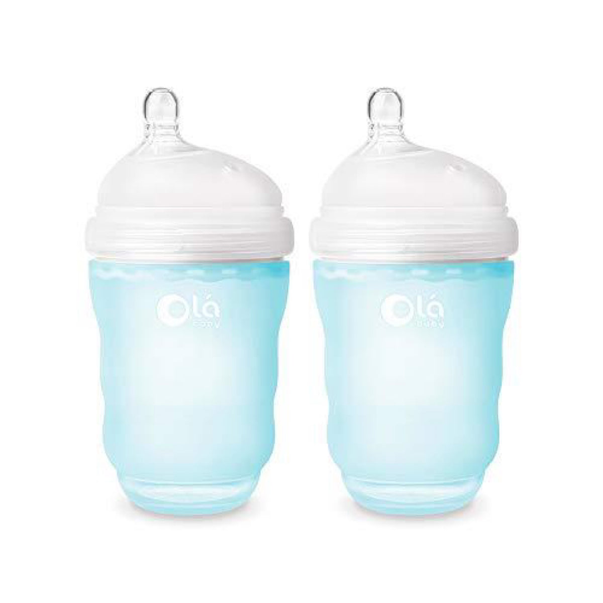 Olababy Gentle Silicone Baby Bottles 2 Piece Set in Sky (8oz)
