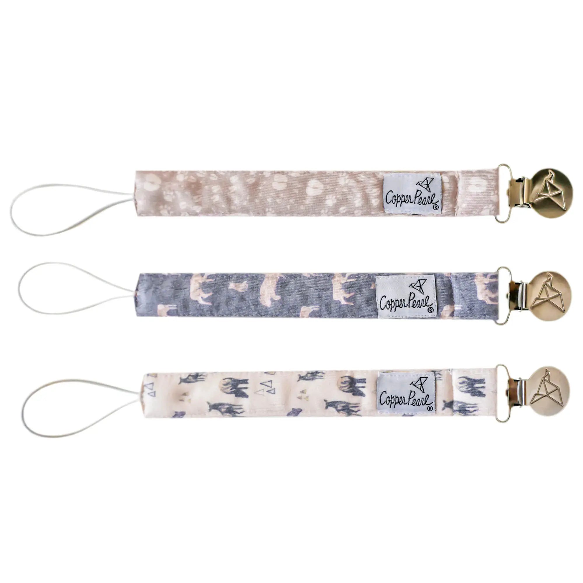 Copper Pearl Binky Clips-Timber
